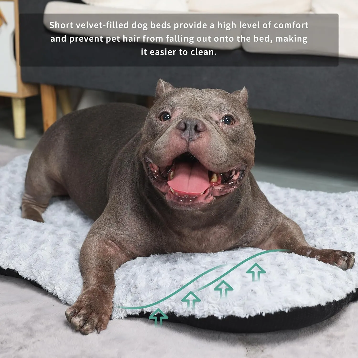 36 Inch Dog Crate Bed Deluxe Washable Dog Bed for Large Dogs Fluffy Comfy Kennel Cage Pad Mat with Non Skid Bottom 35 x 23 Inch, Grey