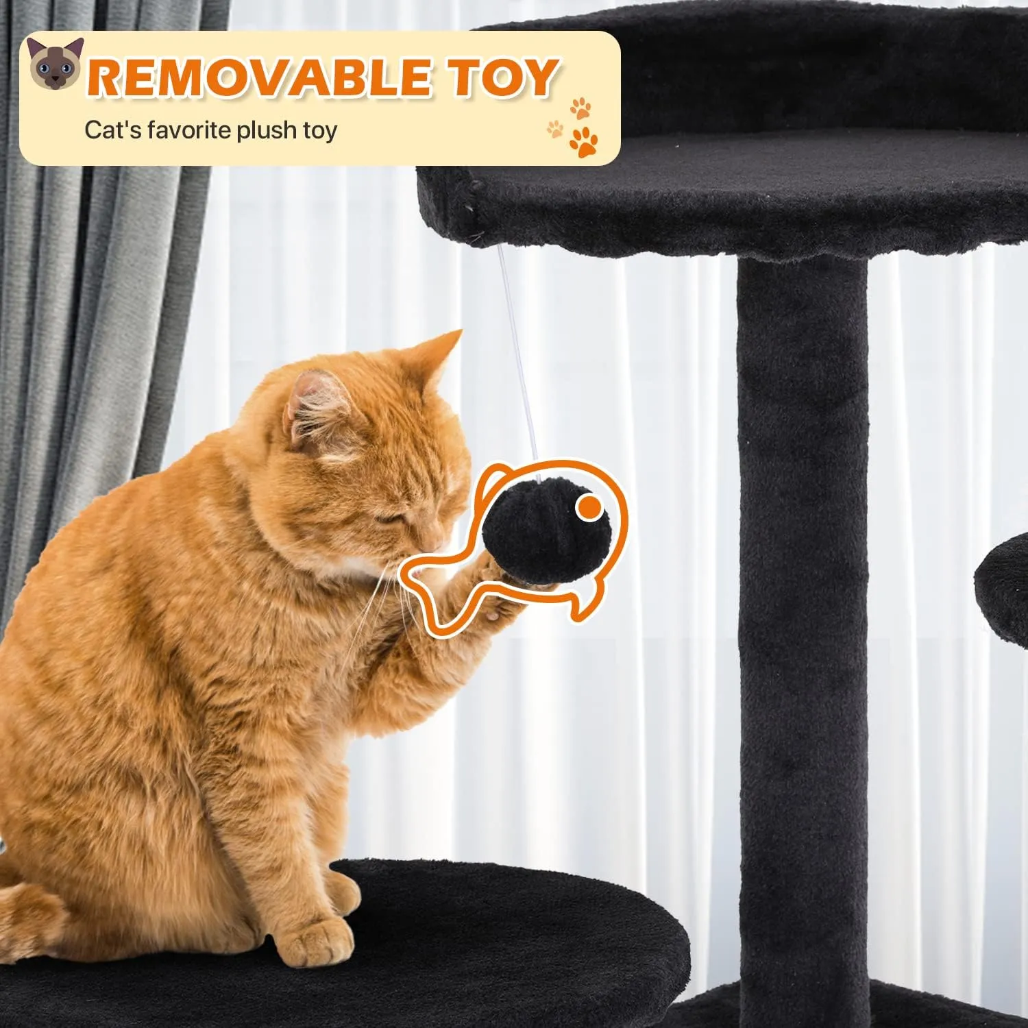 54 Cat Tree Cat Tower for Indoor Cats Multi-Level Cats Playhouse with Sisal Scratching Post Cat Condo Tall Stand House Cats Furniture Activity Center with Funny Toy, Dark Gray