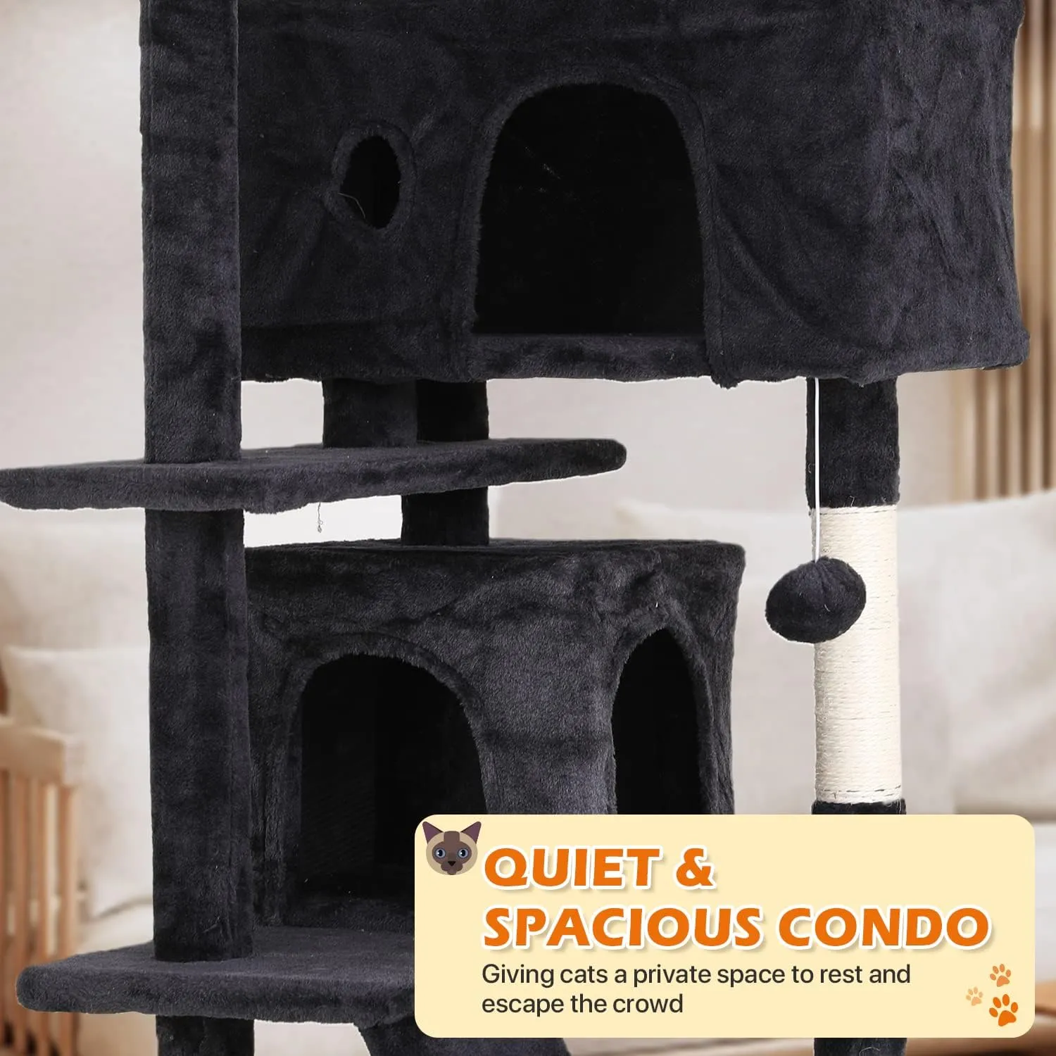 54 Cat Tree Cat Tower for Indoor Cats Multi-Level Cats Playhouse with Sisal Scratching Post Cat Condo Tall Stand House Cats Furniture Activity Center with Funny Toy, Dark Gray