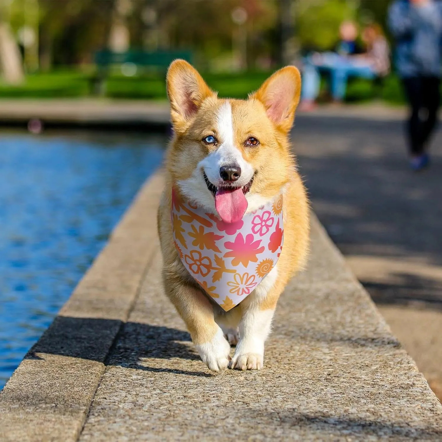 9 Pack Dog Bandanas, Polyester Dog Bandana Bulk for Boy Girl, Pet Scarf Washable, Flower Pattern