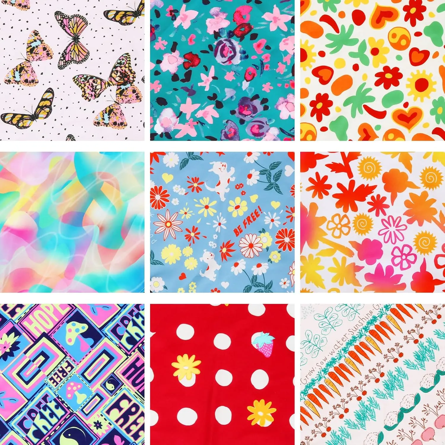 9 Pack Dog Bandanas, Polyester Dog Bandana Bulk for Boy Girl, Pet Scarf Washable, Flower Pattern