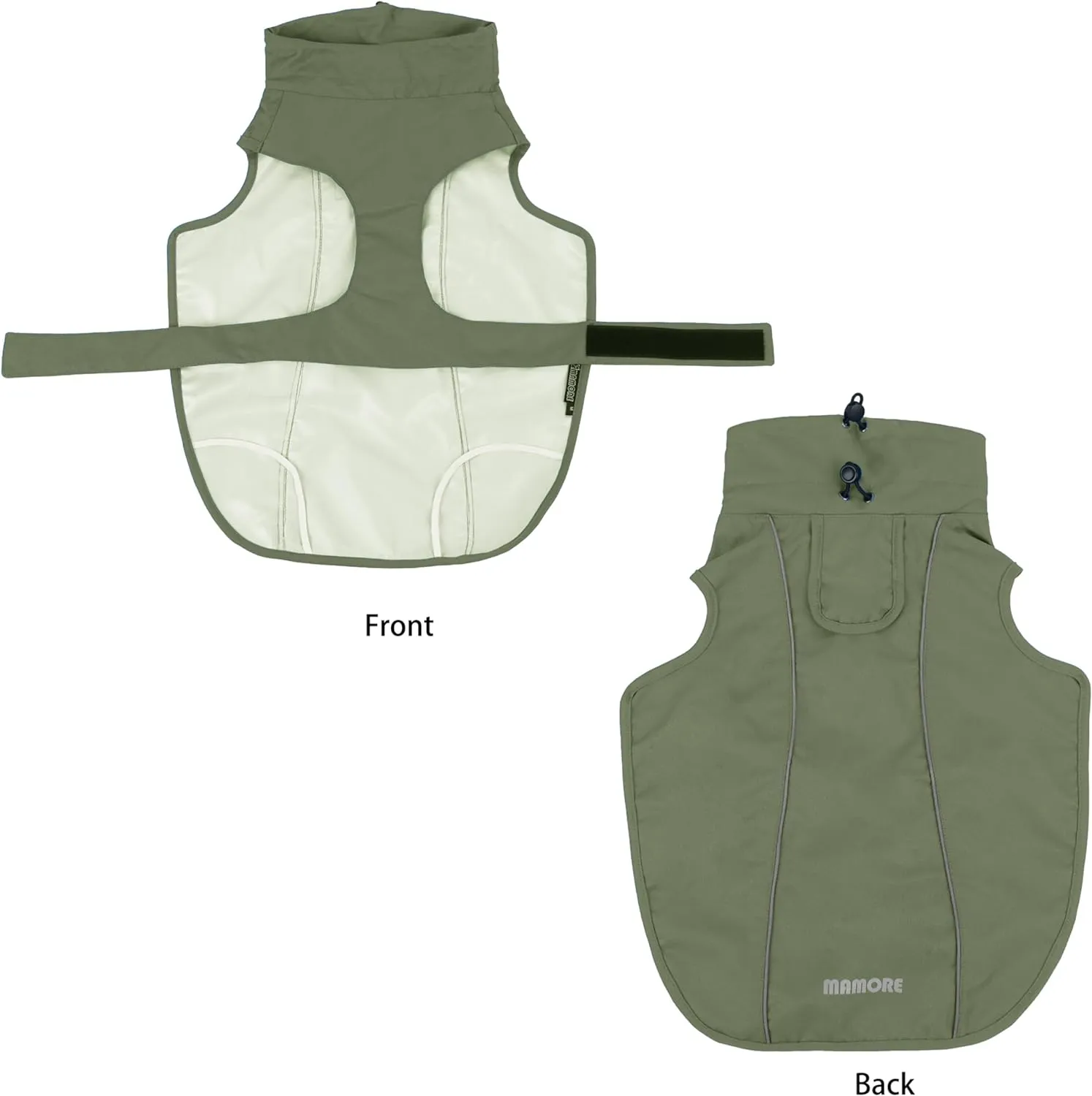 Adjustable Waterproof Dog Raincoat for Dogs,Lightweight Pet Rain Jacket Puppy Clothes with Reflective Strip for Small Medium Large Dogs (Army Green, Large)