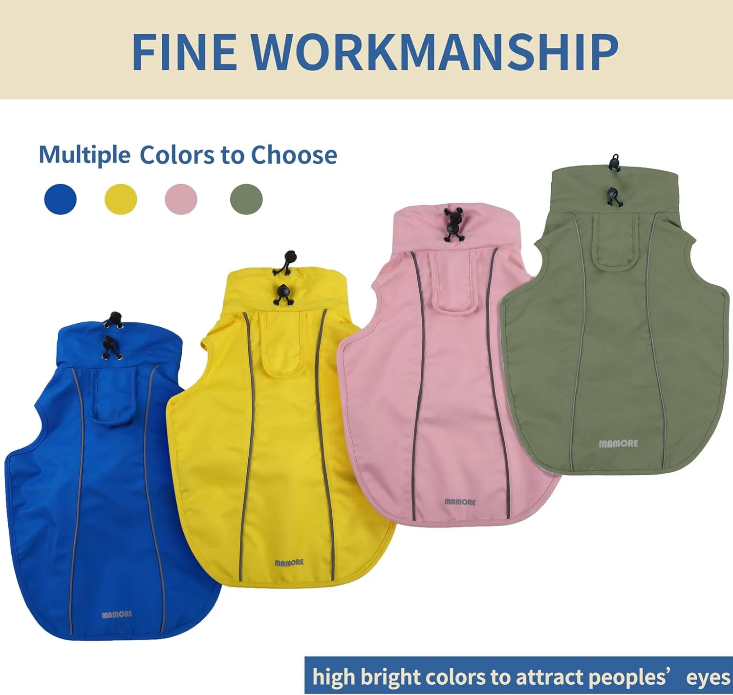 Adjustable Waterproof Dog Raincoat for Dogs,Lightweight Pet Rain Jacket Puppy Clothes with Reflective Strip for Small Medium Large Dogs (Army Green, Large)