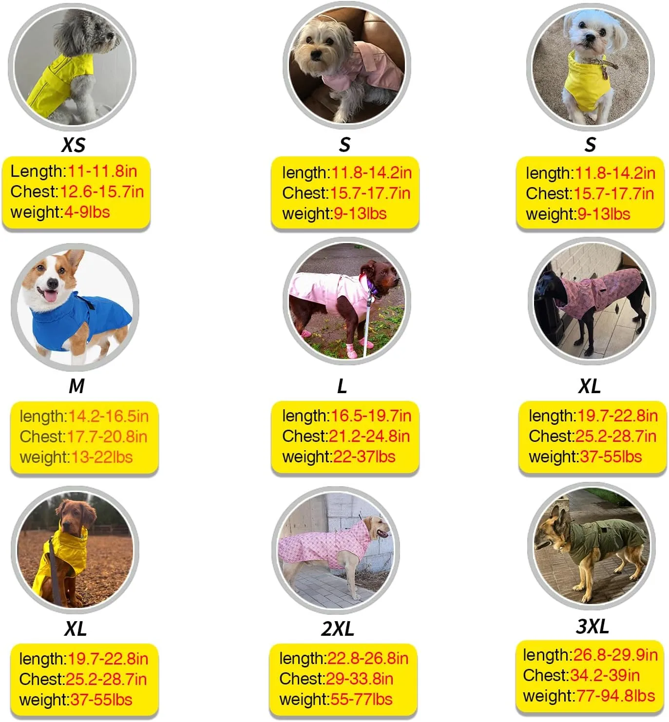 Adjustable Waterproof Dog Raincoat for Dogs,Lightweight Pet Rain Jacket Puppy Clothes with Reflective Strip for Small Medium Large Dogs (Yellow, Large)