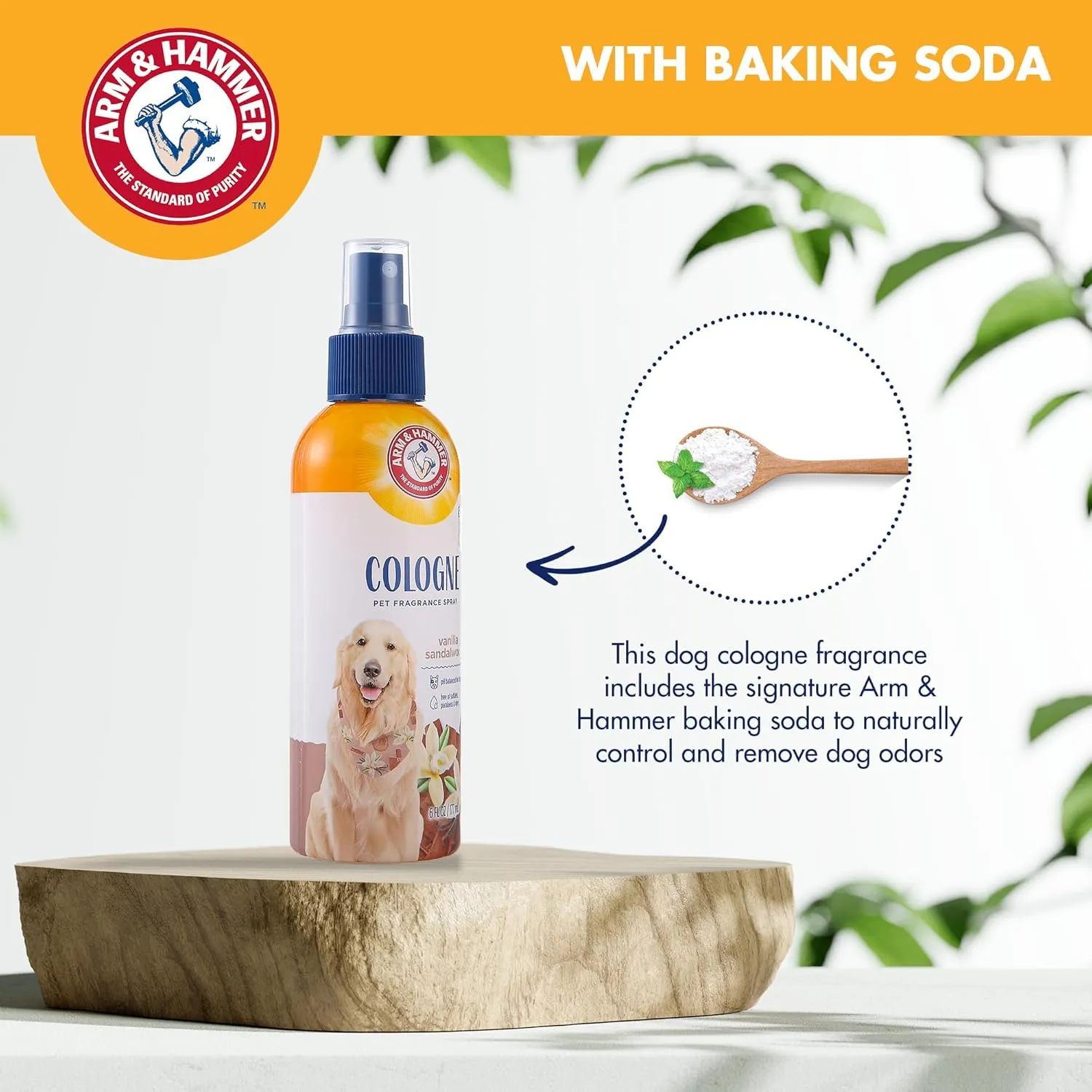Arm & Hammer for Pets Cologne Pet Fragrance Spray for Dogs with Deodorizing Baking Soda, Vanilla Sandalwood Scented Dog Spray, 6 Ounces