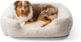 Best Friends by Sheri Lux Lounge Bed Calming Faux Fur Dog Bed, Oyster, Cream, Large, 36" x 27"