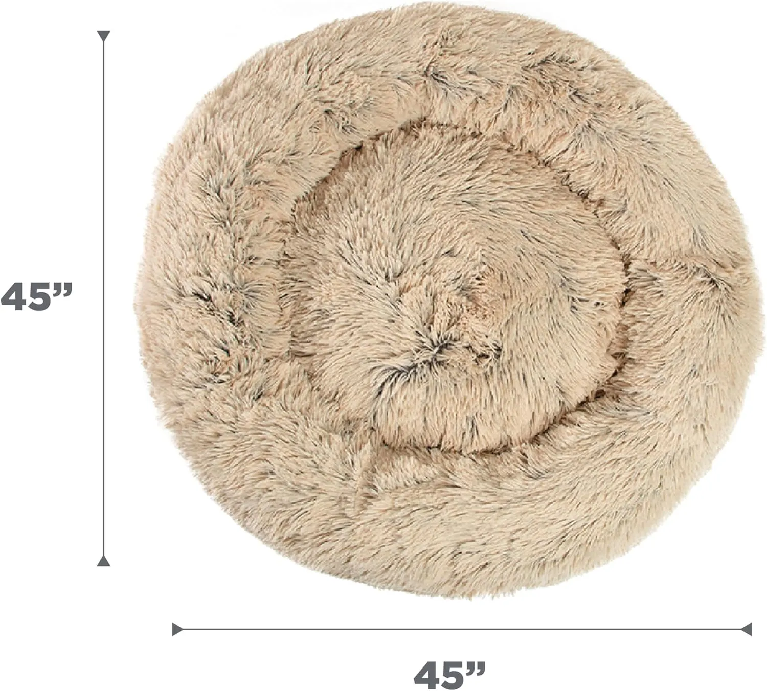 Best Friends by Sheri Original Calming Donut Dog and Cat Bed, Shag Faux Fur, Taupe, XL (45x45) - Helps Provide Anxiety Relief for Pets