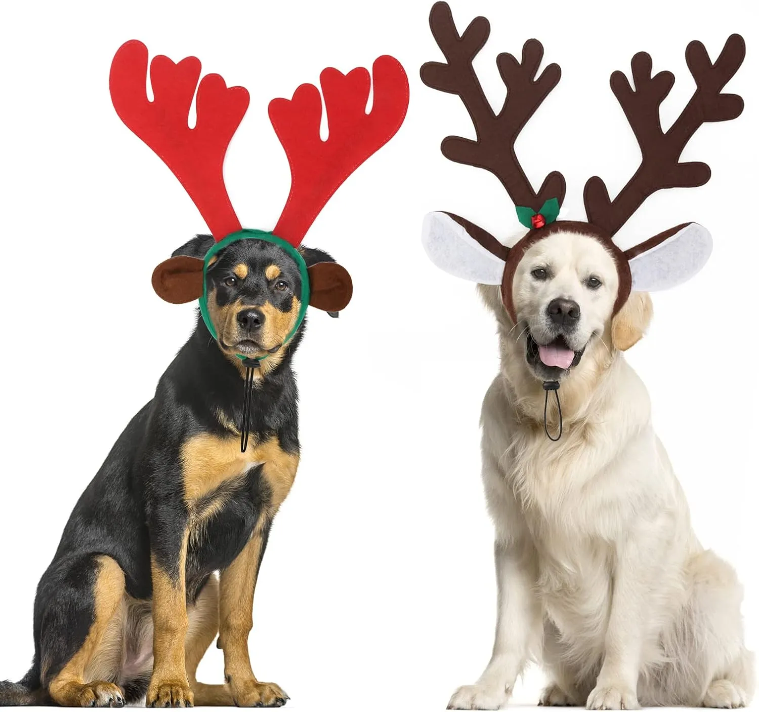 BWOGUE Dog Christmas Elk Reindeer Antlers Headbands Set Pet Christmas Costume Accessories Headwear for Medium Large Dogs
