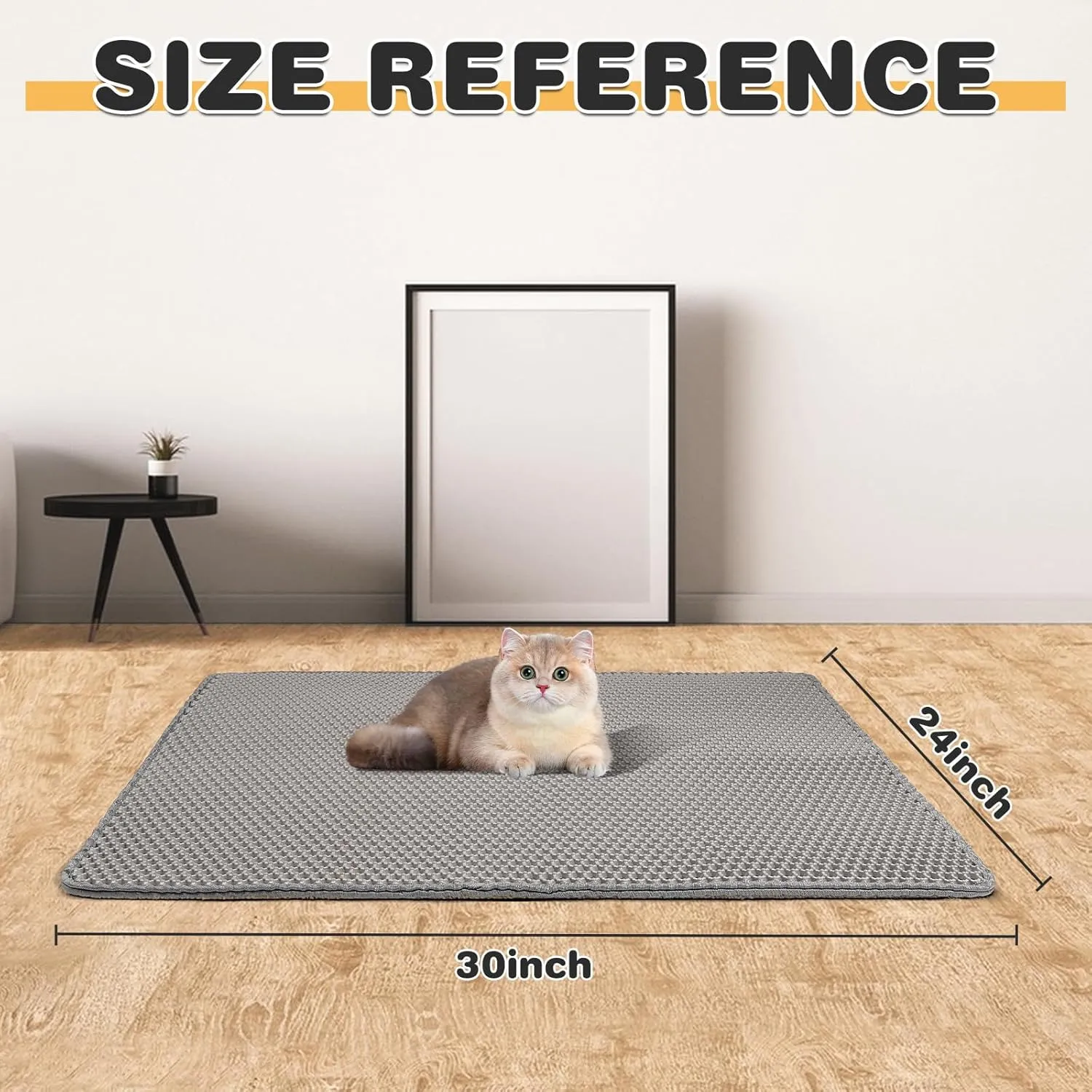 Cat Litter Mat Double Layer Waterproof Urine Proof Trapping Mat 1 Pack (Gray, 30x24 Inch)