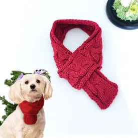 Christmas Red Dog Cat Knitted Scarf Warm Bandanas Winter Holiday Decoration Scarf Accessories Cat Scarves Cats Dogs Lovely Winter Outfits New Year Scarf (Medium, Red)