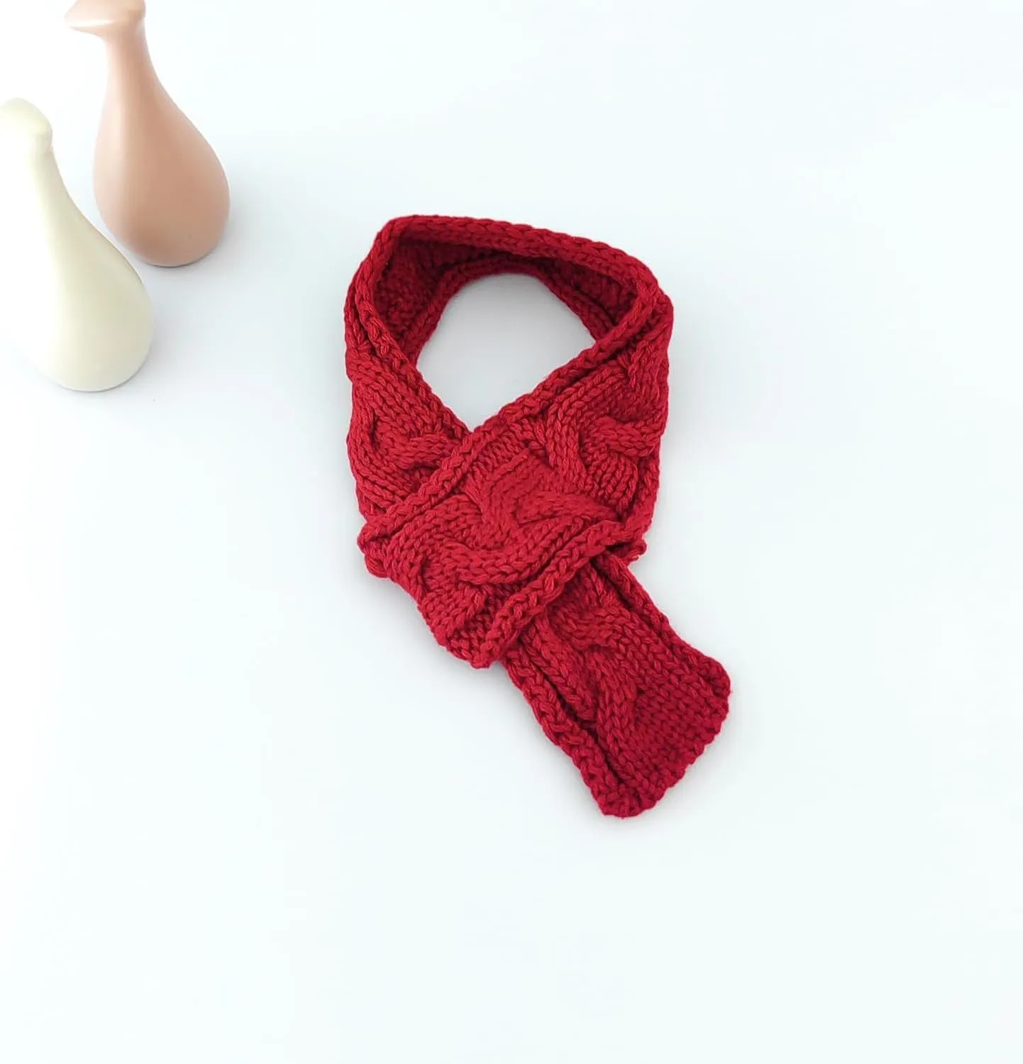 Christmas Red Dog Cat Knitted Scarf Warm Bandanas Winter Holiday Decoration Scarf Accessories Cat Scarves Cats Dogs Lovely Winter Outfits New Year Scarf (Medium, Red)