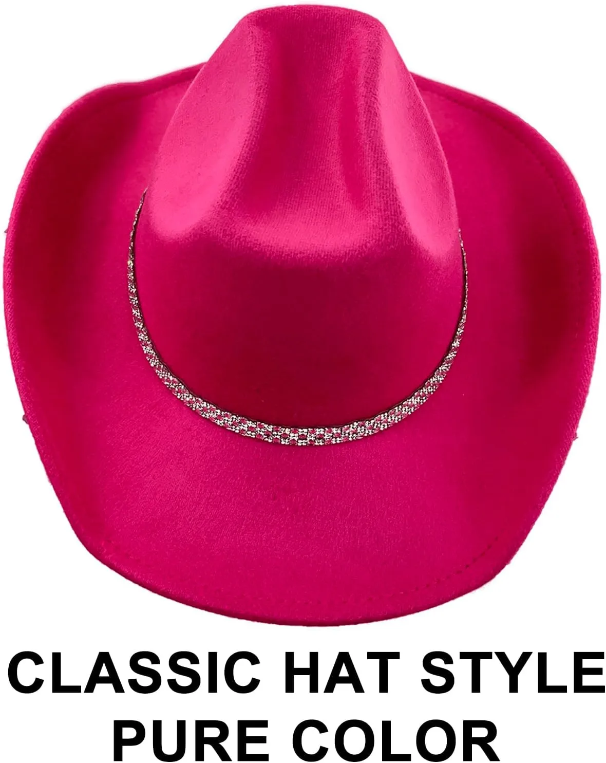 Cowboy Hat for Women Men 6 Sparkly Stars Brim & Rhinestone Belt Western Cowgirl Hat with Sunglasses Bandanas