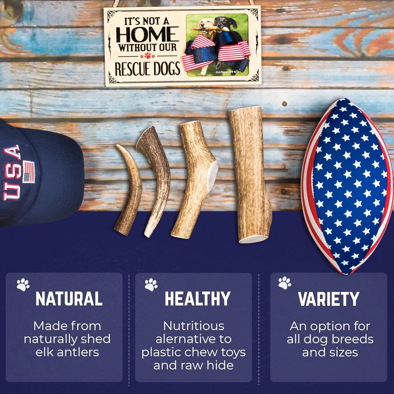 Devil Dog Pet Co. Elk Antlers for Dogs, Medium 5" , 1 Pack, Grade A Long Lasting Chew for Aggressive Chewers, Premium USA Naturally Shed Antler  Healthy, No Odor, Durable Dog Chew
