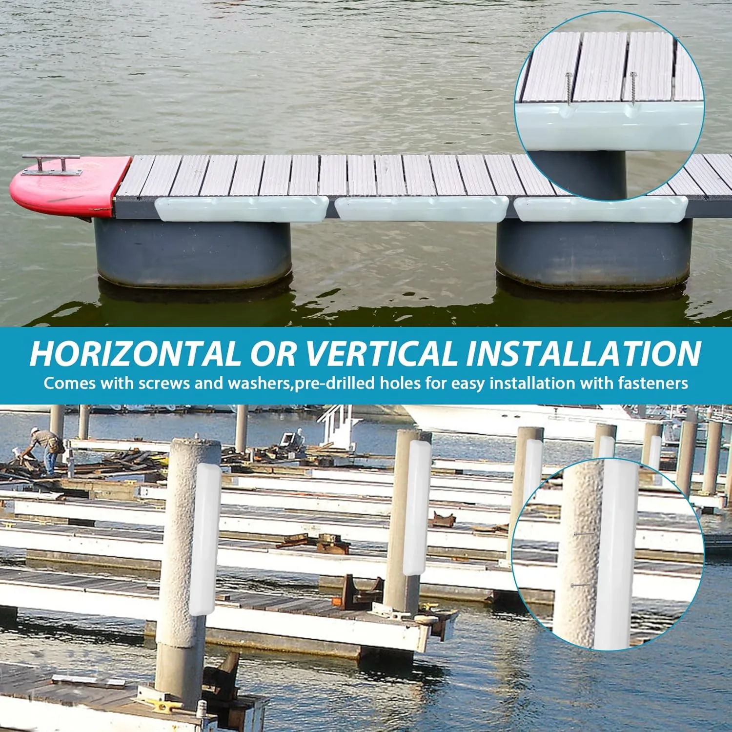 Dock Bumper 24inch/38in/48inch/72inch,Boat Dock Bumpers,Marine Dock Post Bumpers,Heavy Duty Dock Piling Bumpers for Protecting Boat and Dock,Screws and Washers Included