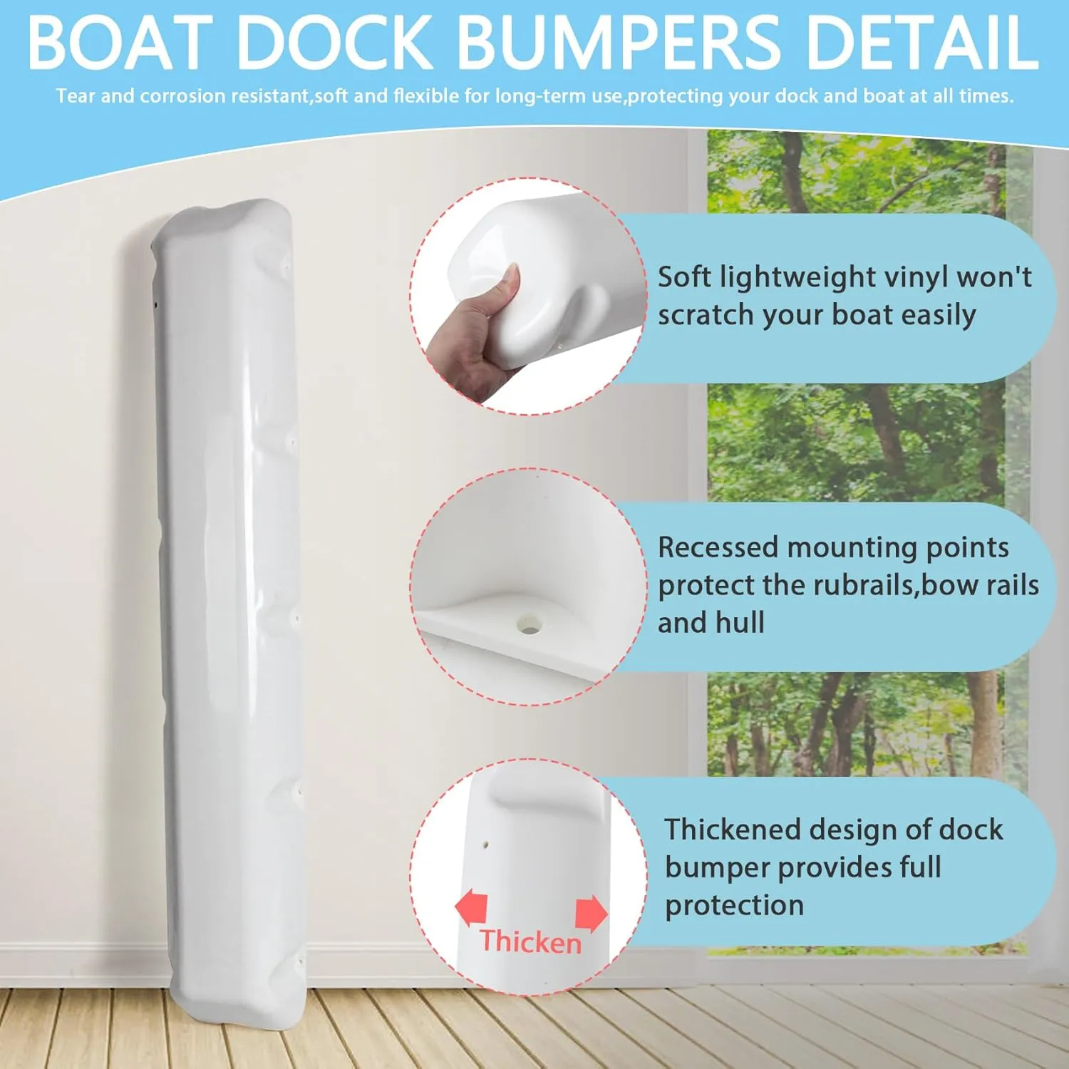 Dock Bumper 24inch/38in/48inch/72inch,Boat Dock Bumpers,Marine Dock Post Bumpers,Heavy Duty Dock Piling Bumpers for Protecting Boat and Dock,Screws and Washers Included