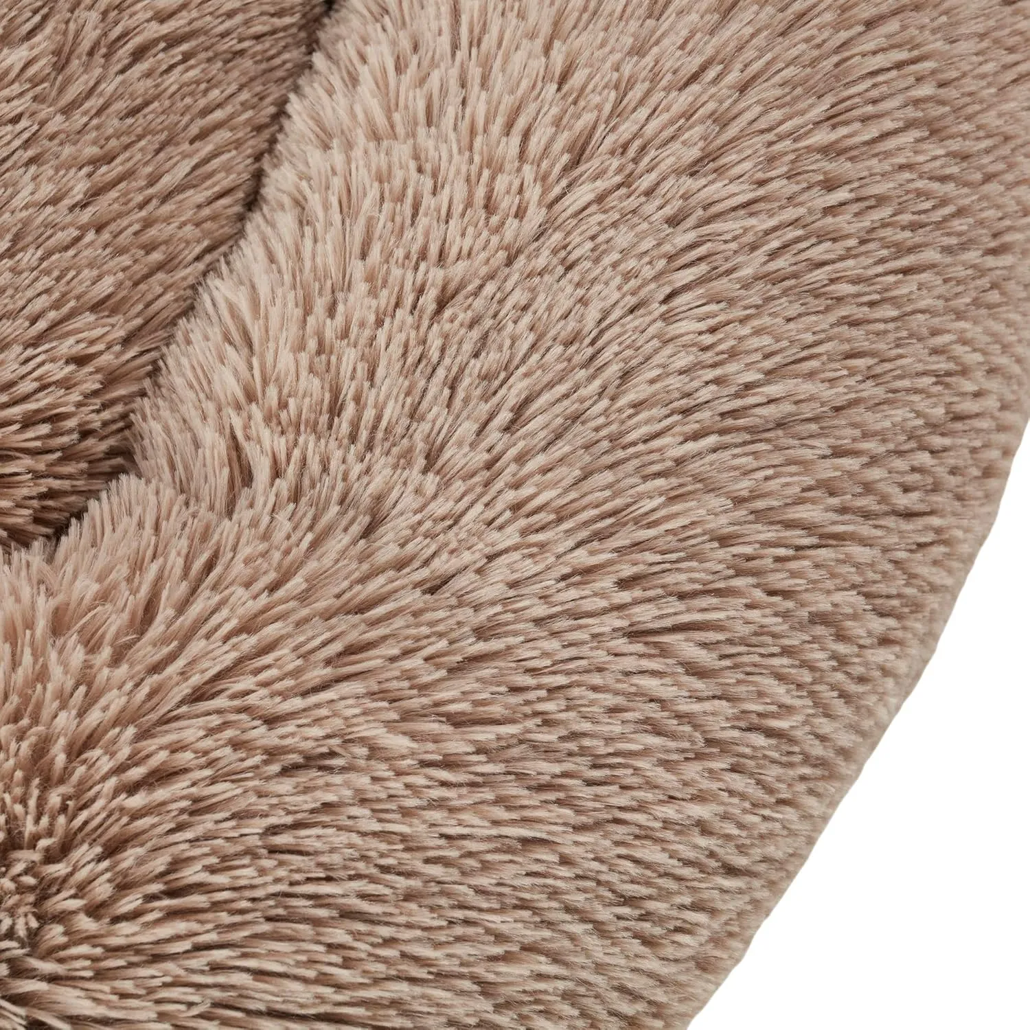 Dog & Cat Bed: Round Faux Fur Pet Bed - Plush, Cozy, & Calming Donut Bed for Small Pets - Soft & Comfortable Sleeping Cushion for Napping & Lounging, 20" Round, Taupe