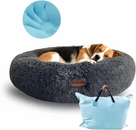 Dog Bed for Large and Medium Dogs  Orthopaedic Memory Foam, Ultra-Soft Plush, Non-Slip Base  Anti-Stress Bed for Dogs and Cats (Beige)