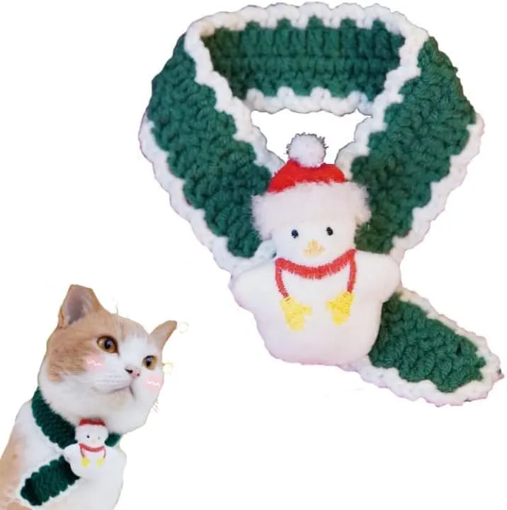 Dog Cat Christmas Pattern Hand-Woven Scarf Knitted Scarf Kitty Puppies Warm Bandanas Winter Holiday Decoration Scarf for Kitty Some Puppies Winters Halloween Christmas New Year