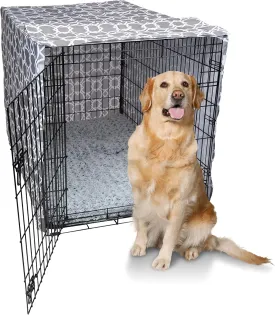 Dog Crate Cover 42 Inch | Pet Kennel Cover Fits Most Standard 1 to 3-Door Wire Dog Crates | Liquid Repel, Wrinkle Less, Machine Wash & Dry | Stylish Fabric Pattern for Home Decor