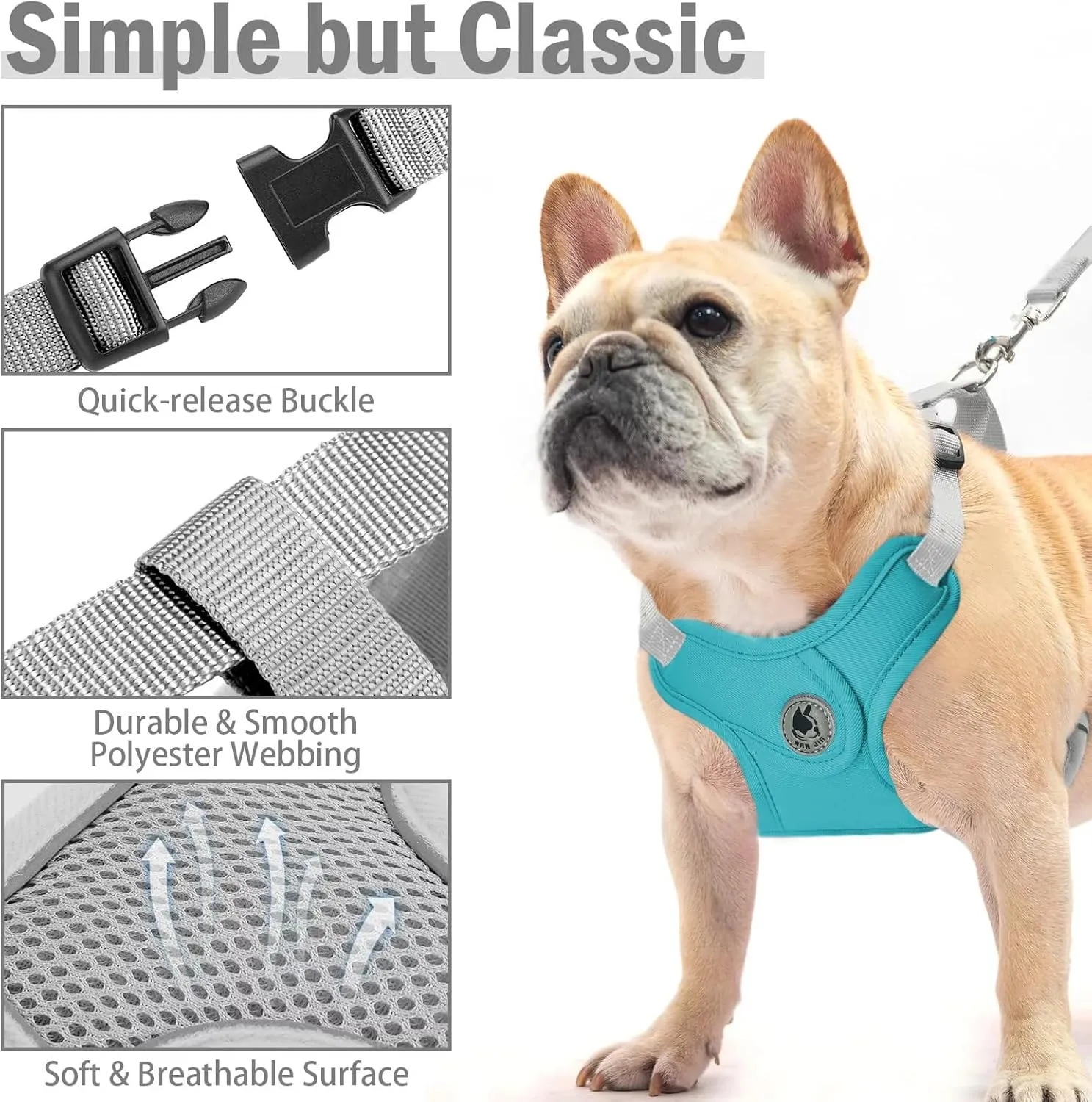 Dog Harness with Leash Set, No-Pull Pet Harness with 1 Leash Clips, Adjustable Soft Padded Pet Vest for Small Medium Dogs No Pull, Puppy Harness and Leash Set (Green, XS)
