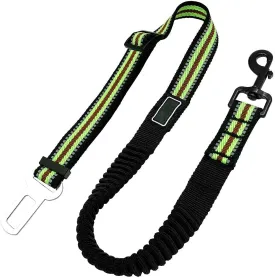 Dog Lead for Car Seat Belt Green Vehicle Car Pet Dog Seat Belt Reflective Puppy Seatbelt Lead Clip Elastic Bungee Pet Dog Leash Safety Traction