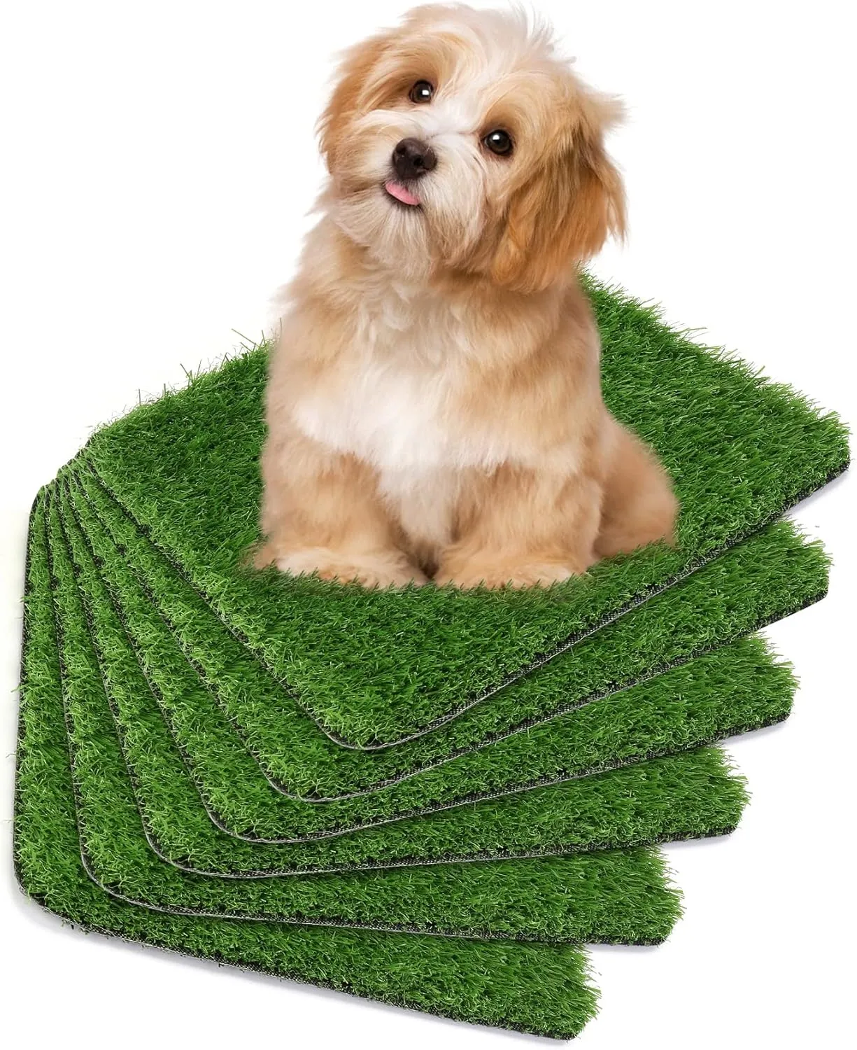 Dog Pee Pads, 6 Packs Grass Pads for Small Dogs and Puppies, 12" x 12" Artificial Grass Rug Pad Indoor Outdoor Pee Grass Set for Puppies Potty Training