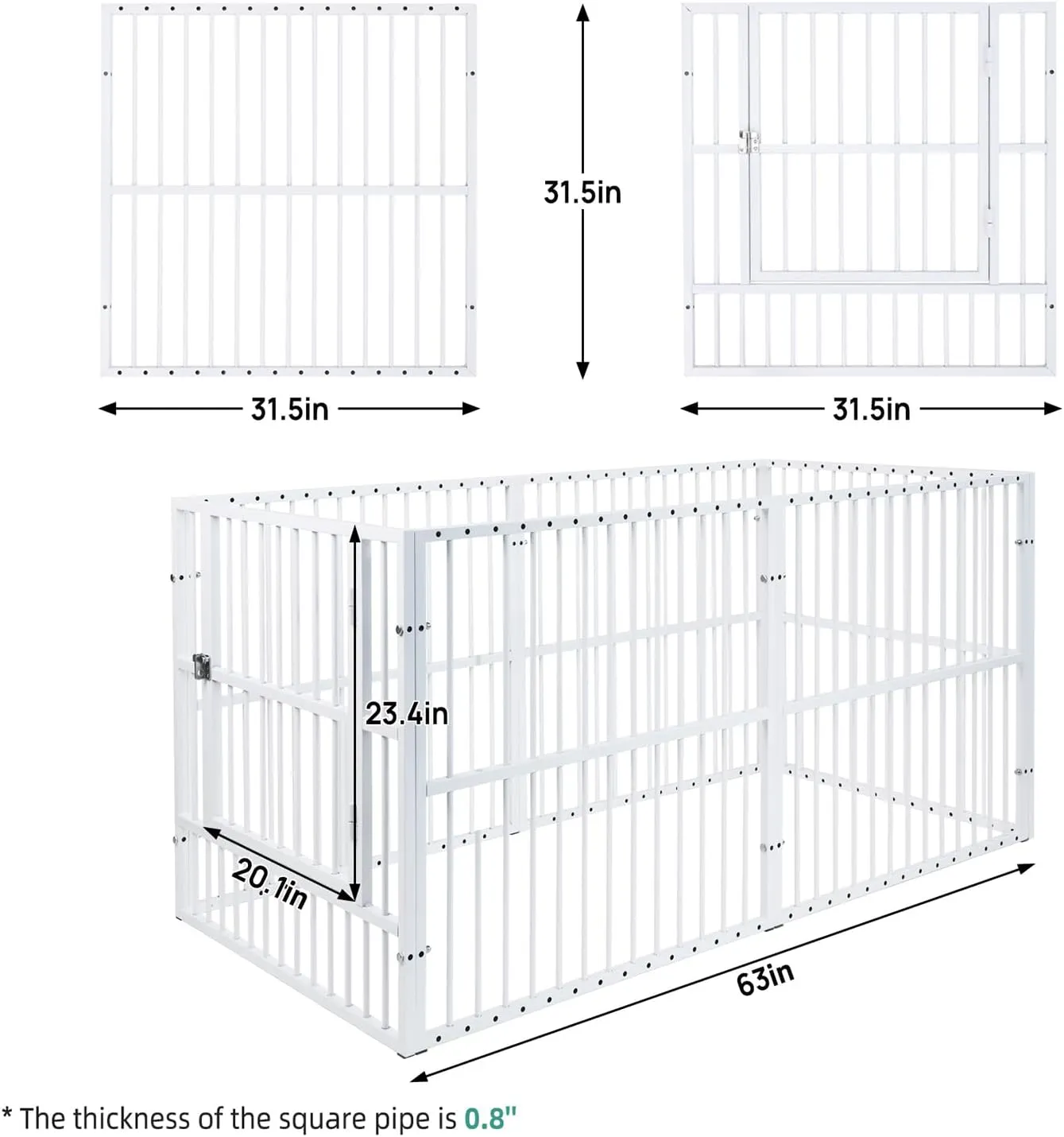Dog Playpen - 32" Height Dog Pen, Heavy Duty Puppy Pen with Door, Safe & Sturdy, Easy Assemble for Indoor/Outdoor Pet Playpen (6 Panels with Door, White)