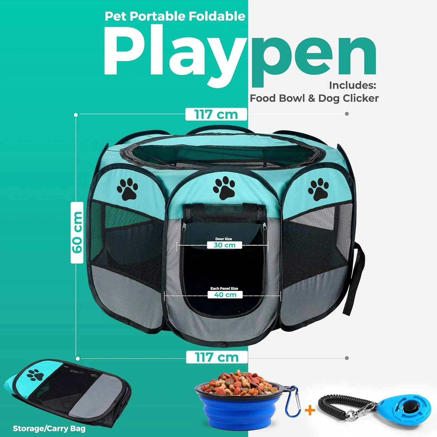 Dog Playpen Indoor for Small, Medium and Large Dogs.Portable Dog Pen, Foldable & Pop up Puppy playpen Indoor & Outdoor Travel. Puppy Kennel Comes with Additional Toys and Bag.(Large-Green)
