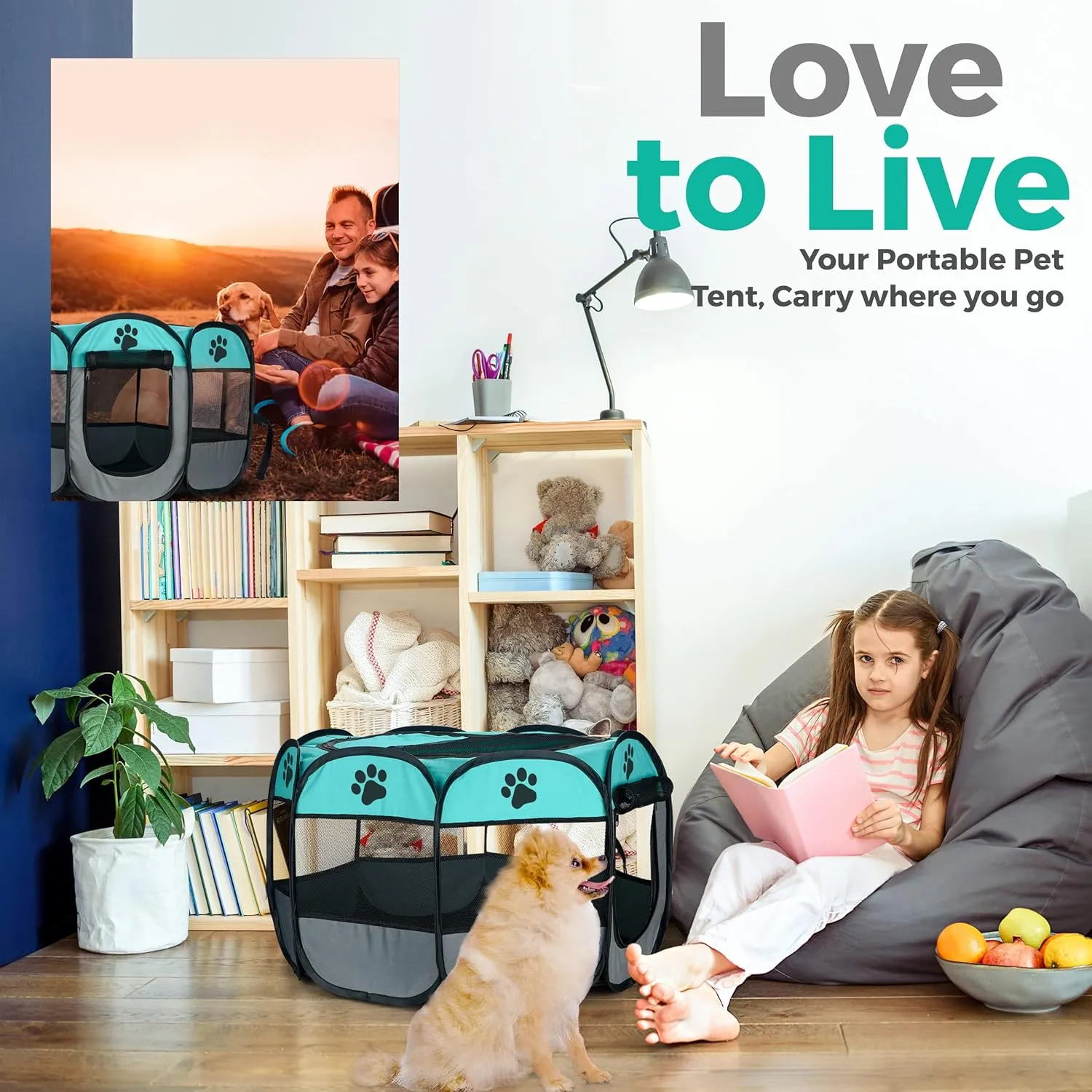 Dog Playpen Indoor for Small, Medium and Large Dogs.Portable Dog Pen, Foldable & Pop up Puppy playpen Indoor & Outdoor Travel. Puppy Kennel Comes with Additional Toys and Bag.(Large-Green)