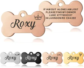 Dog Tags for Pets Personalized ID Tags for Dogs Cats Pets Tag Engraved Stainless Steel Funny Tags Name Tag Custom Dog Tags Collar for Puppy Cat Dogs 4 Colours 2 Sizes S/L(Champagne Gold Bone)