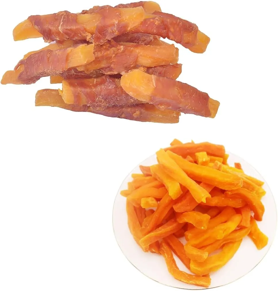 Dog Treats, Chicken Wrapped Sweet Potato Dog Treats, Puppy Training Snacks Rawhide Free Treats and Sweet Potato Dog Treats