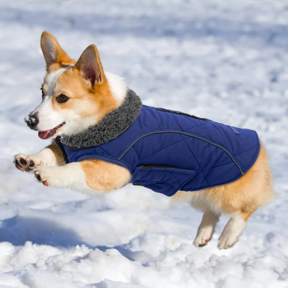 EMUST Pet Vests for Winter, Fleece Lined Dog Coat for Cold Weather Warm Dog Jackets for Small Medium Large Dogs, Pet Apparel for Cold Weather, Dark Blue, XXXL