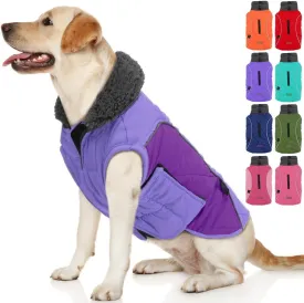 EMUST Winter Dog Vests, Fleece Lined Coats for Cold Weather, Warm Jackets for Small to XXXL Dogs, Purple