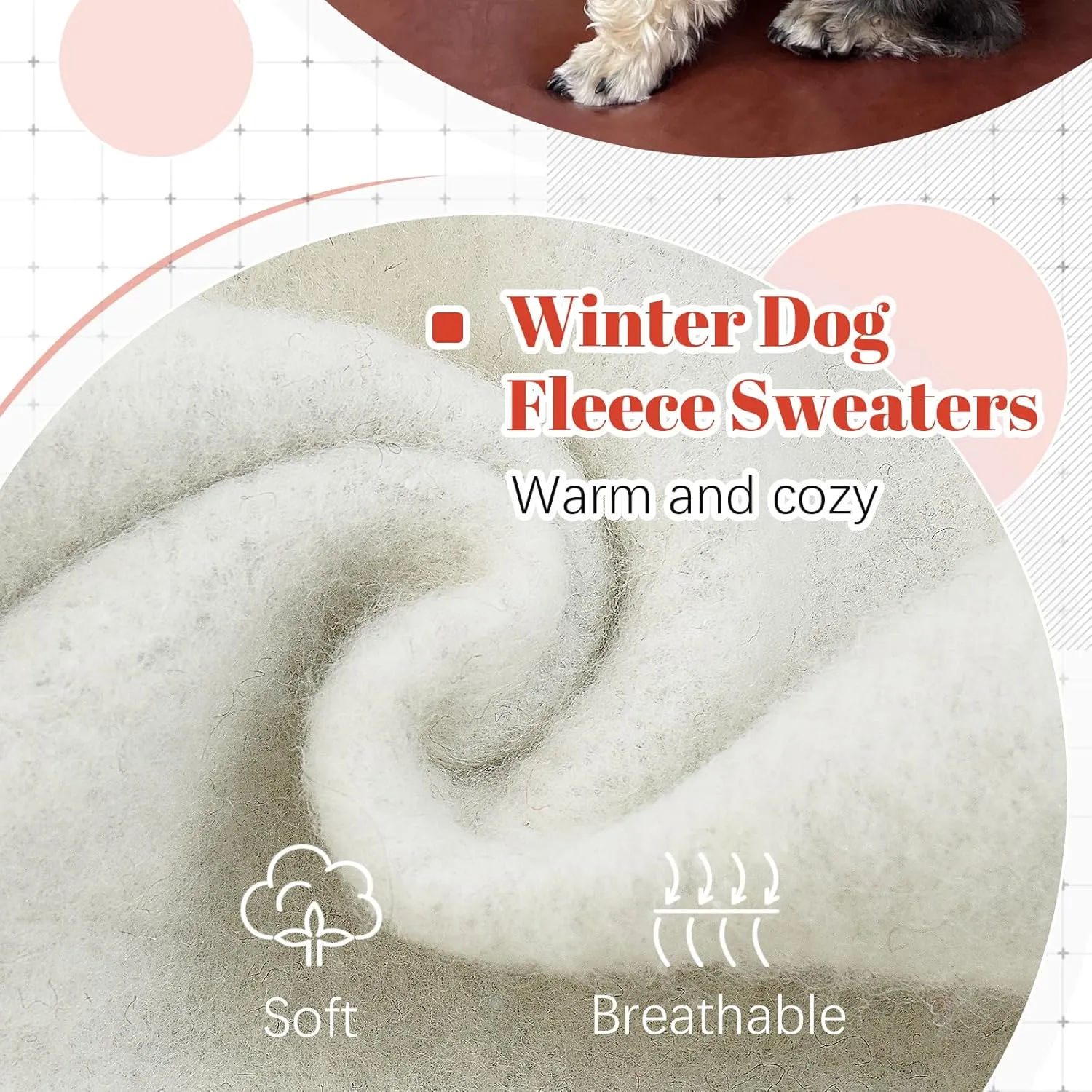 FUAMEY Dog Hoodie, Winter Fleece Sweater with Pocket & Leash Hole - Soft Warm Pet Pullover for Small, Medium & Large Dogs - Red