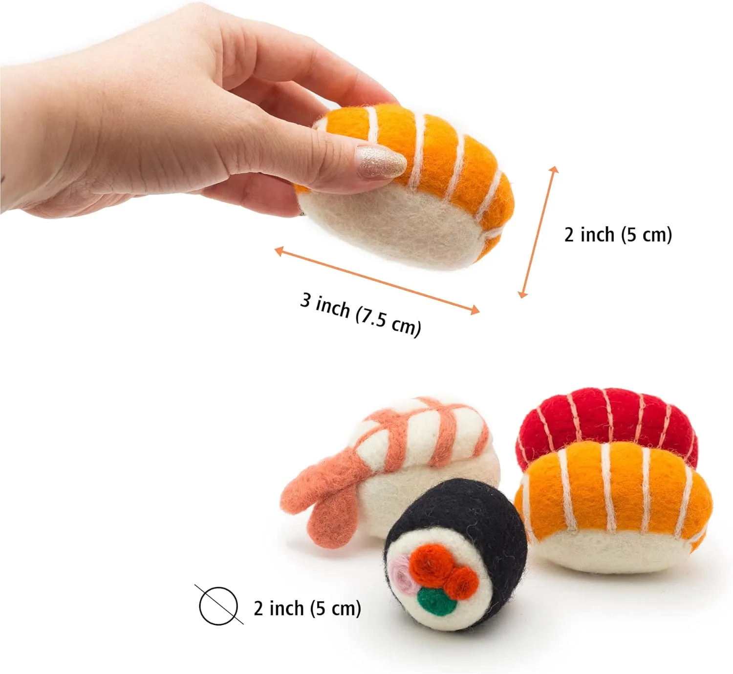 Glaciart One Wool Sushi Cat Toy Set with Catnip | Cute Cat Toy for Interaction & Boredom Relief, Encourages to Exercise, Explore & Play | Filled w/Organic Catnip to Help Sooth or Reduce Anxiety