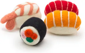 Glaciart One Wool Sushi Cat Toy Set with Catnip | Cute Cat Toy for Interaction & Boredom Relief, Encourages to Exercise, Explore & Play | Filled w/Organic Catnip to Help Sooth or Reduce Anxiety