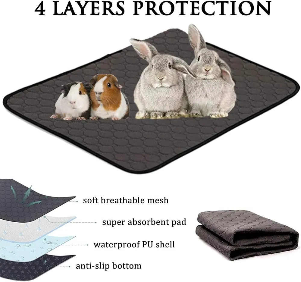 Guinea Pig Fleece Cage Liners, Washable & Reusable Guinea Pig Pee Pads, Waterproof & Anti Slip Guinea Pig Bedding for C&C Guinea Pig Cages, Highly Absorbent Pee Pad for Hamsters, Rabbits, Dog, Puppies