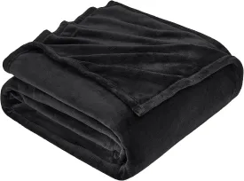 Hansleep Fleece Black Throw Blanket, Super Soft Flannel Fuzzy Plush Cozy Blanket for All Seasons, Black, Throw 50x60 Inches