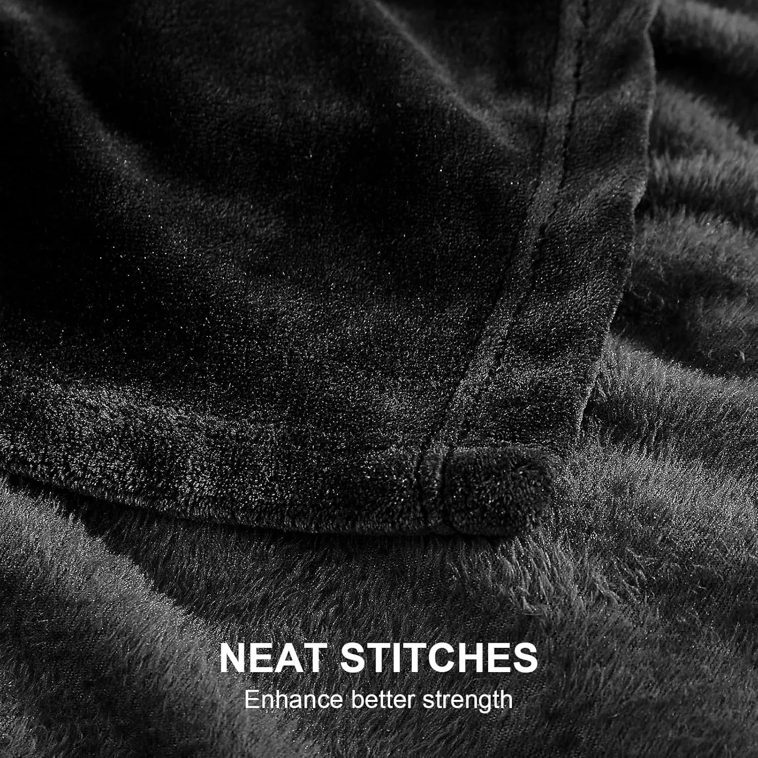 Hansleep Fleece Black Throw Blanket, Super Soft Flannel Fuzzy Plush Cozy Blanket for All Seasons, Black, Throw 50x60 Inches