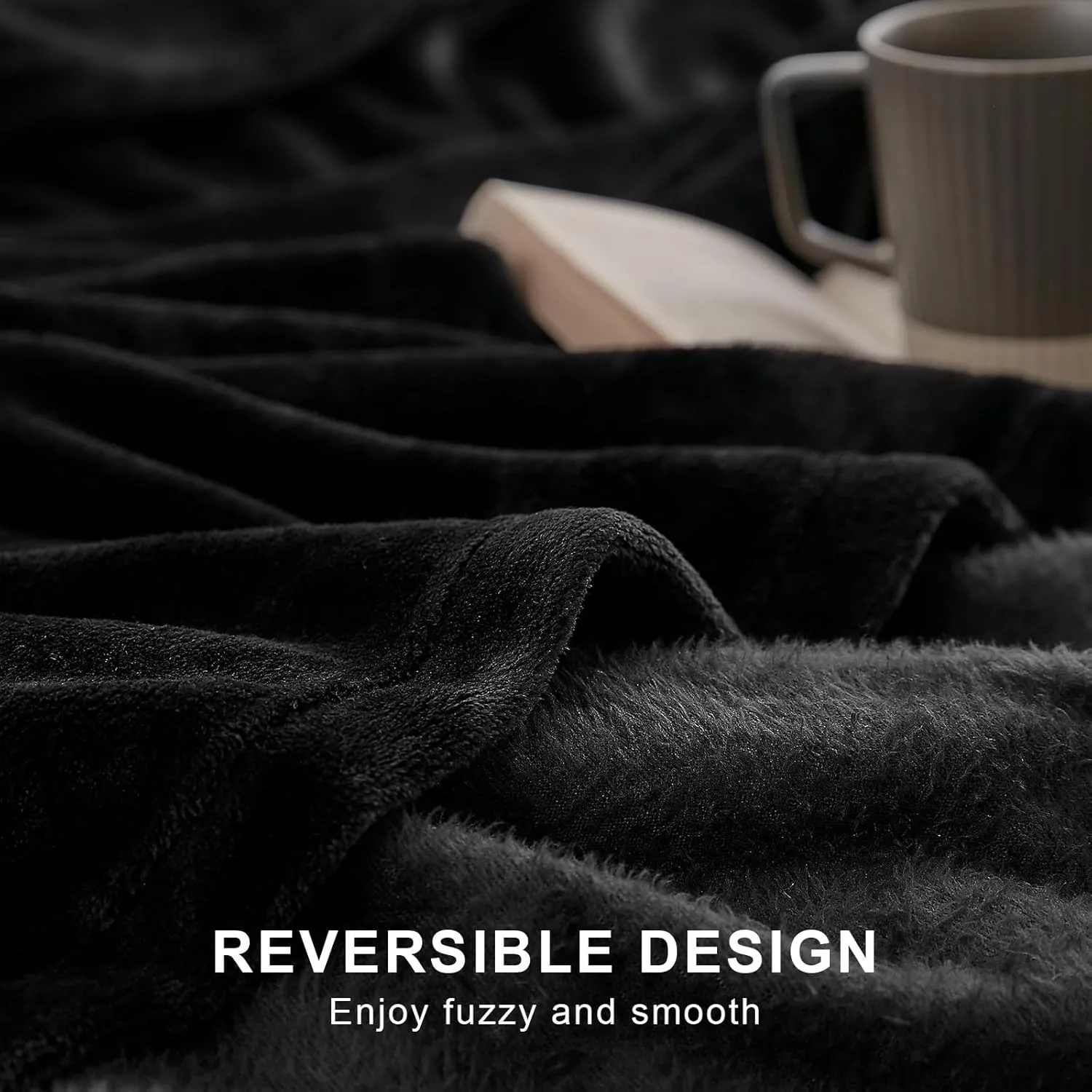 Hansleep Fleece Black Throw Blanket, Super Soft Flannel Fuzzy Plush Cozy Blanket for All Seasons, Black, Throw 50x60 Inches