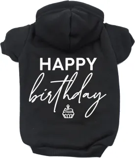Happy Birthday Pullover Fleece Lined Dog Hoodie Assorted Colors (Black, 5X-Large 957)