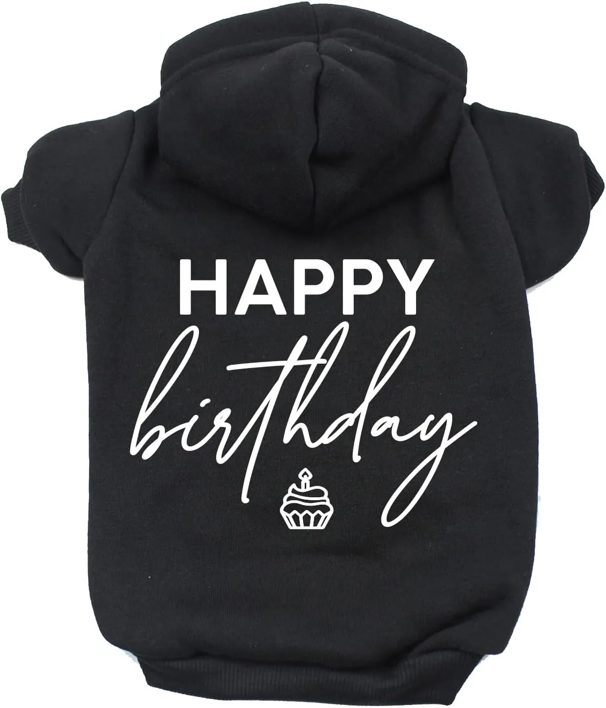 Happy Birthday Pullover Fleece Lined Dog Hoodie Assorted Colors (Black, 5X-Large 957)