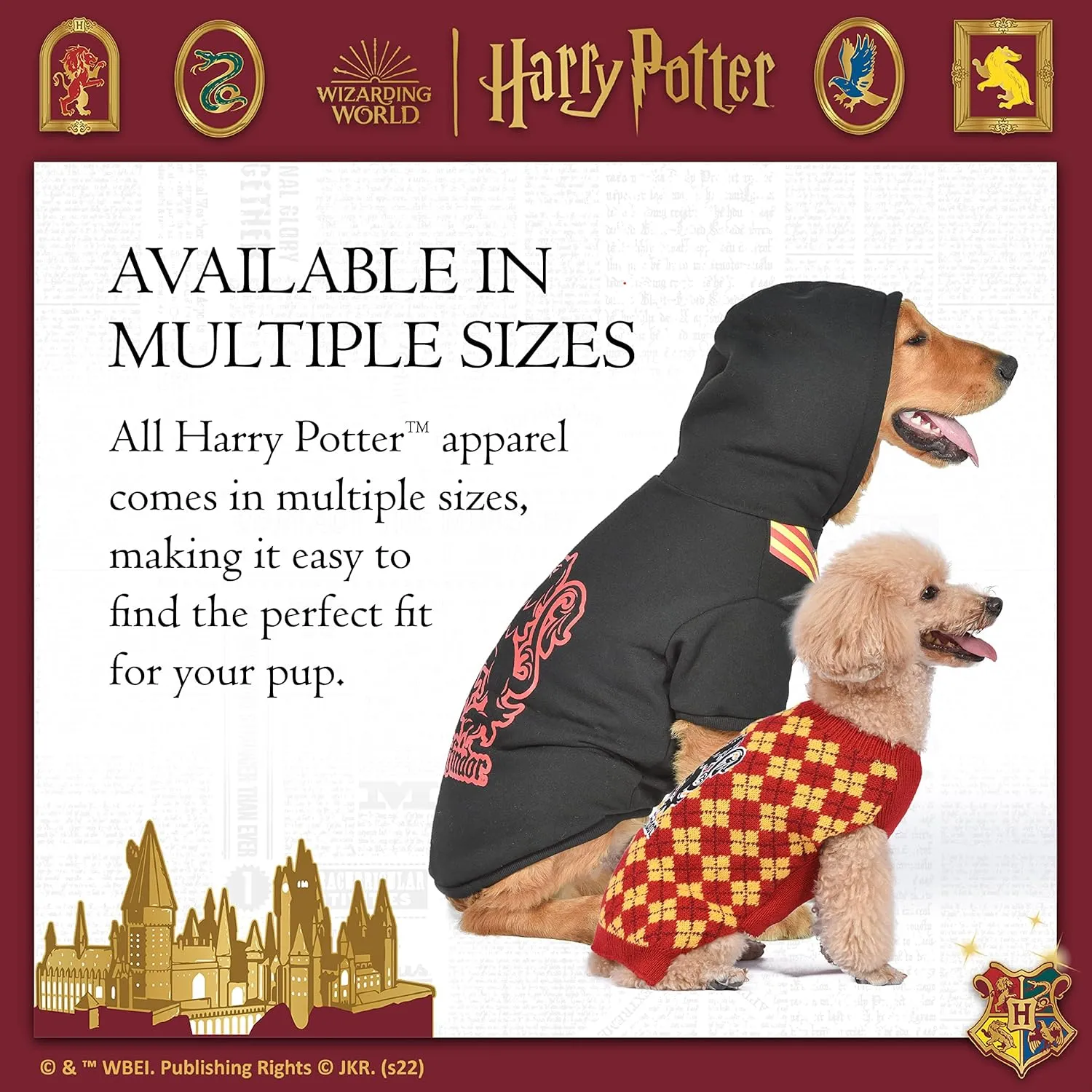 Harry Potter: Gryffindor Pet Sweater - Medium | Harry Potter Costumes for Dogs FF19070 | Harry Potter Dog Apparel & Accessories for Hogwarts Houses, Gryffindor Red