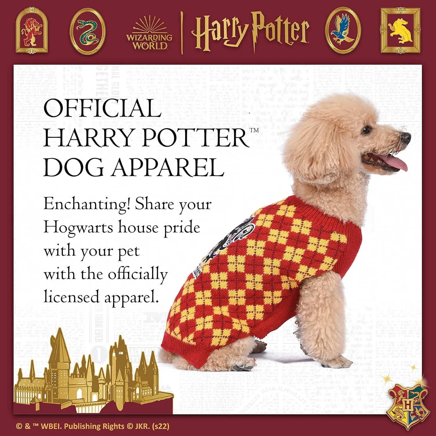 Harry Potter: Gryffindor Pet Sweater - Medium | Harry Potter Costumes for Dogs FF19070 | Harry Potter Dog Apparel & Accessories for Hogwarts Houses, Gryffindor Red