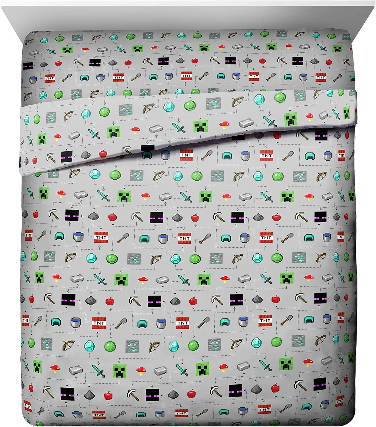 Jay Franco Minecraft Monster Hunters 5 Piece Queen Bed Set - Includes Reversible Comforter & Sheet Set - Bedding Features Creeper - Super Soft Fade Resistant Microfiber (Official Minecraft Product)
