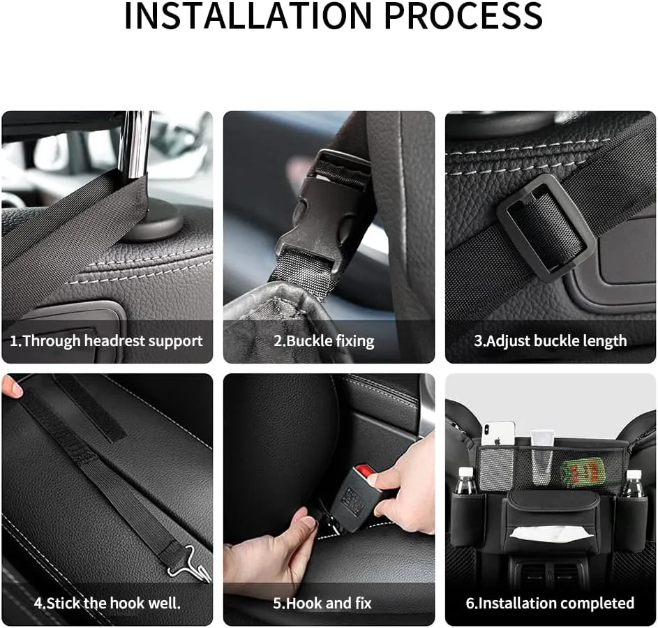 JEYODA Car Handbag Holder Between Seats Suede Large Capacity Car Purse Holder Automotive Consoles & Organizers for Document Phone Storage Car Organizer(1925-style 2 black)