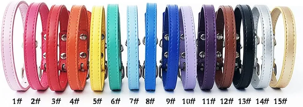 Jiangyanus Leather Dog Collar, 15 Packs Adjustable Whelpin Identification Puppy ID Collars for Litter Cats Puppies Small Medium Breed Dogs