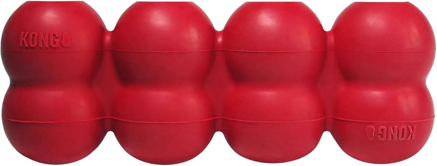 KONG Goodie Ribbon - Stuffable Natural Rubber Dog Toy - with Four Fillable Goodie Grippers for Enrichment Play - Bone-Shaped Chew Toy - for Medium Dogs