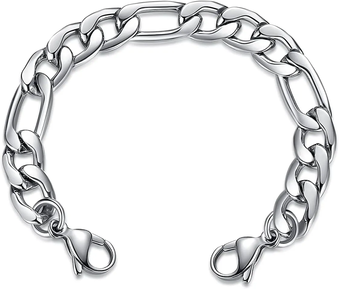 LinnaLove-Stainless Steel Figaro Chain lnterchangeable Medical Alert Bracelets - (Just Chain)