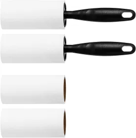 Lint Rollers for Pet Hair Extra Sticky Lint Roller for Clothes Lint Removal 4 Sticky Rolls with 2 Handles (Black/Black Handles & 4 Refills)